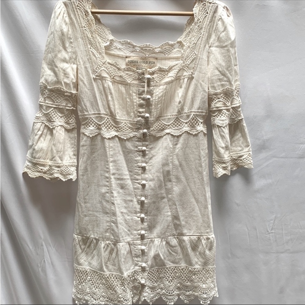 Stone Cold Fox Womens Dress Lace 3/4 Sleeve Western Button Up Mini Size 1